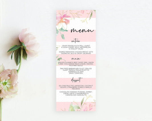 Secret Garden Menu Wildflower Menu Template Pastel Flower Garden Table Decor Boho Floral Dinner Dessert Floral Party Food Menu D10300