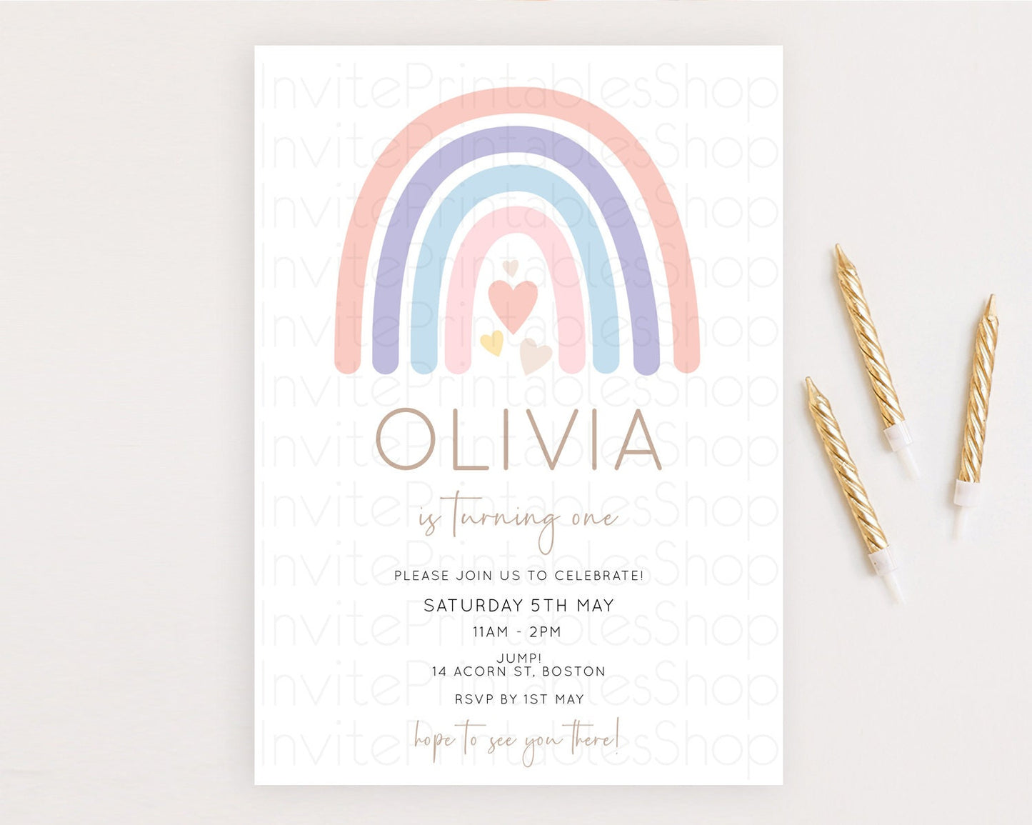 Editable Pastel Rainbow Birthday Invitation Pastel Rainbow Invitation Rainbo
