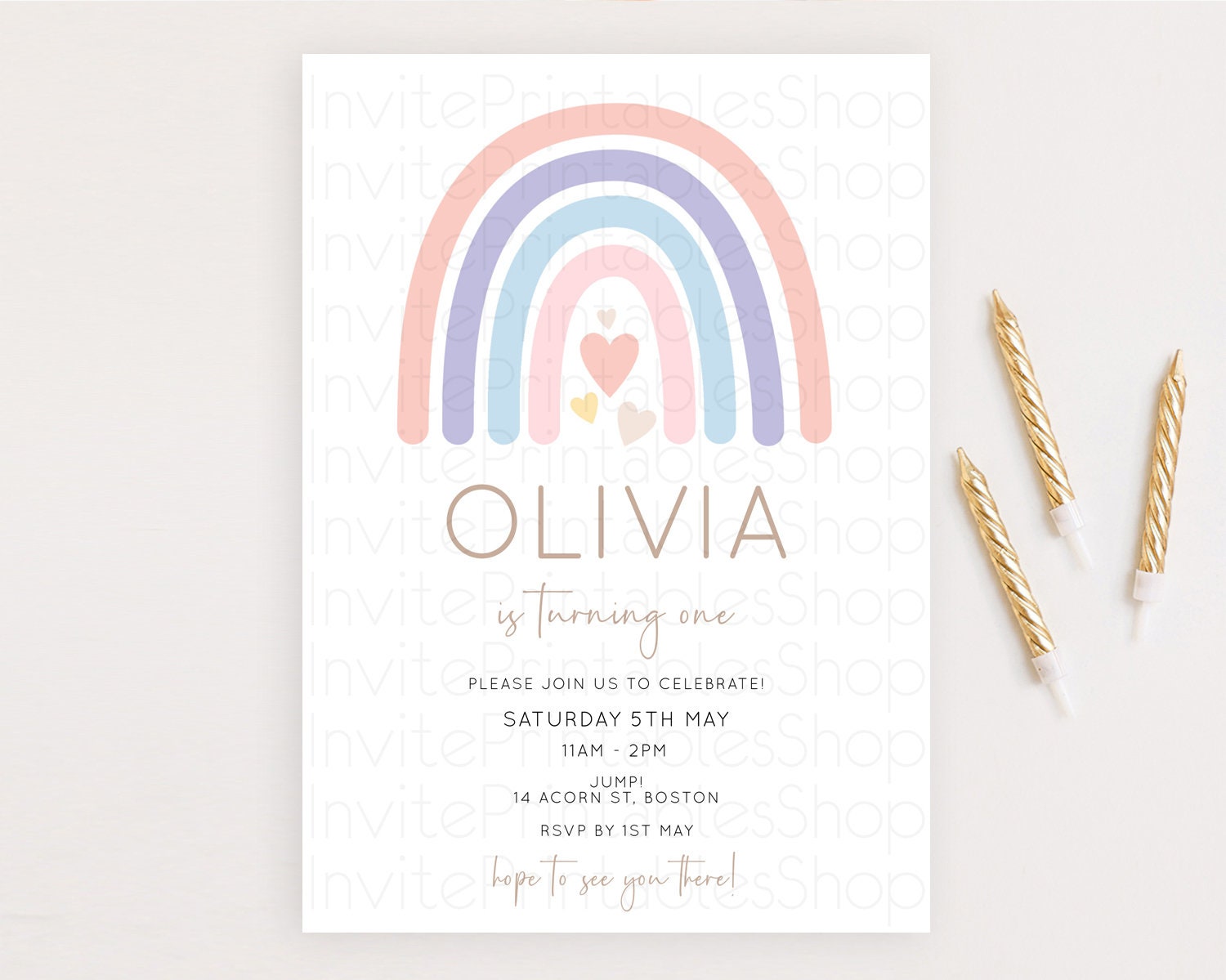 Editable Pastel Rainbow Birthday Invitation Pastel Rainbow Invitation Rainbo