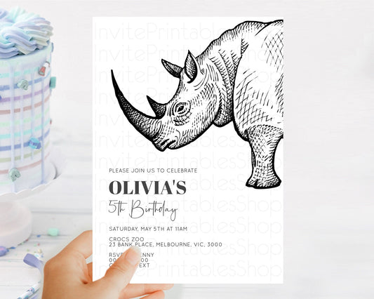 Editable Rhino Birthday Invitation Rhino Invitation Rhino Birthday Rhino Saf