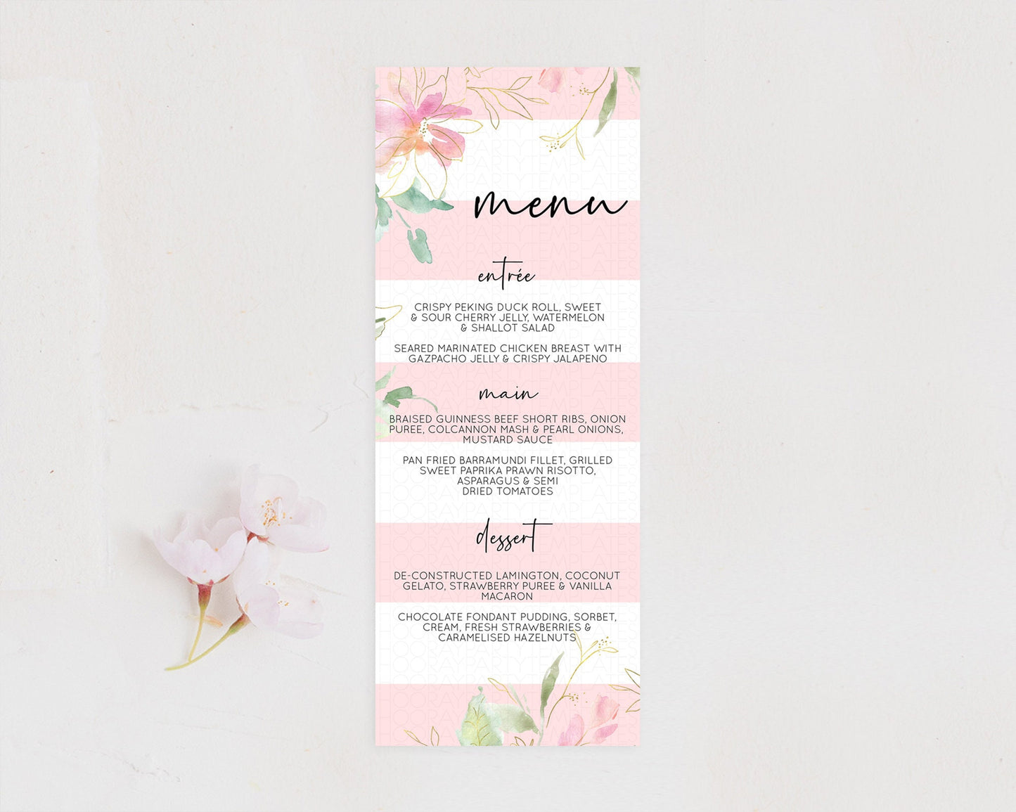 Secret Garden Menu Wildflower Menu Template Pastel Flower Garden Table Decor Boho Floral Dinner Dessert Floral Party Food Menu D10300