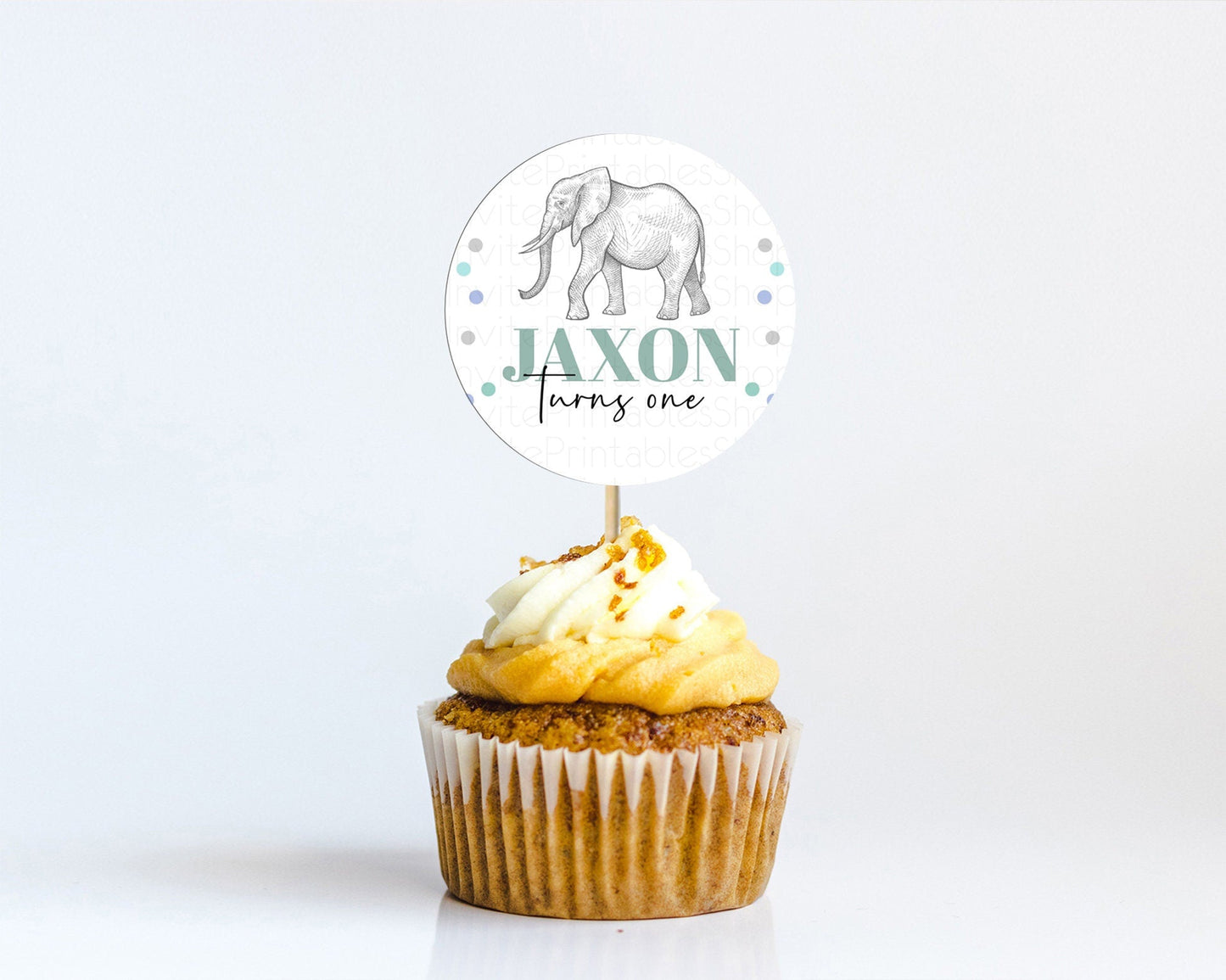 Elephant Cupcake Toppers Elephant Cupcake Elephant Party Safari Adventure Elephant Cupcake Topper Elephant Decor Zoo Fern Palm Leaf D10859
