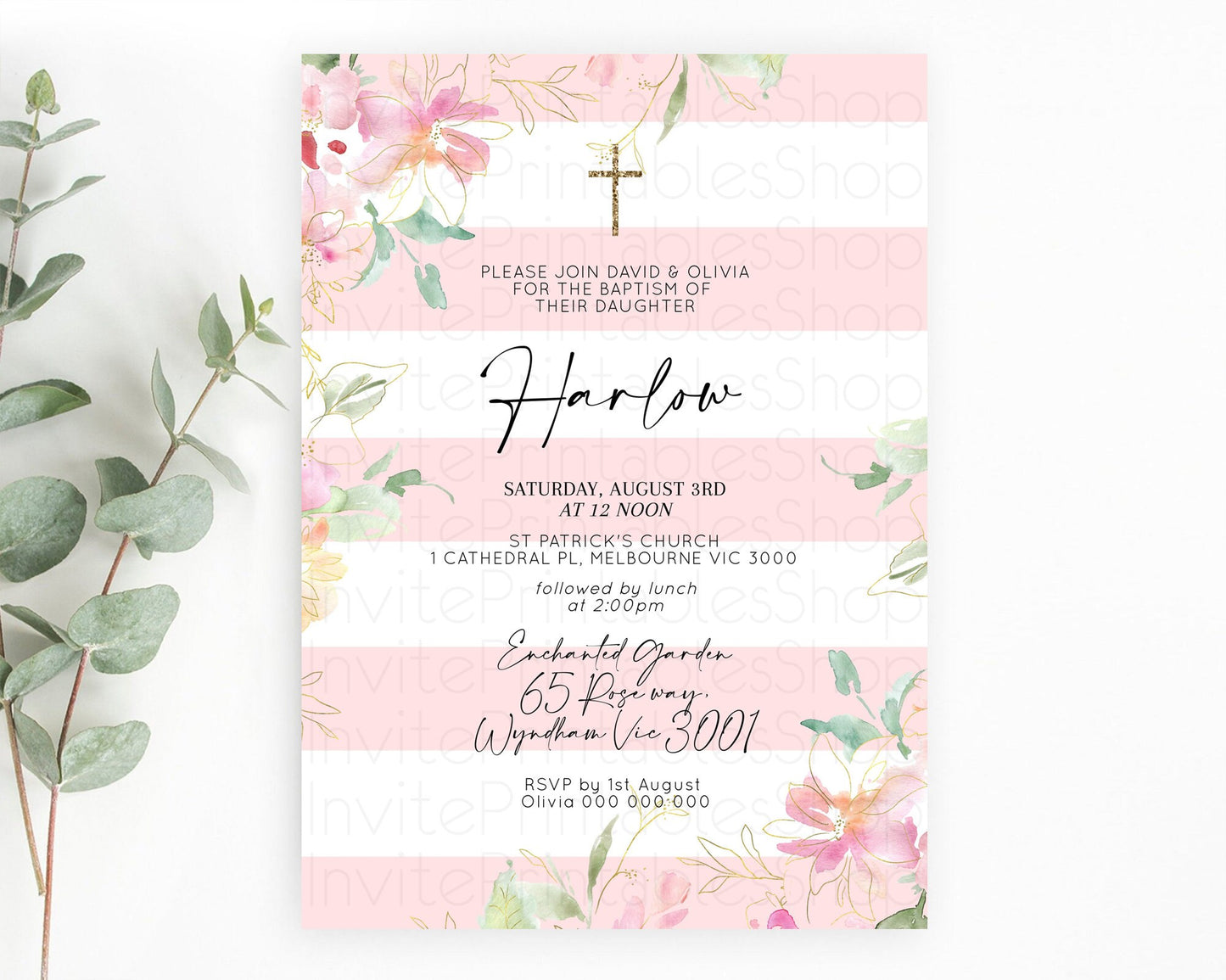 Secret Garden Baptism Invitation Wildflower Baptism Birthday Invite Pastel Flowers Christening Invite Enchanted Garden Boho Floral  D10301