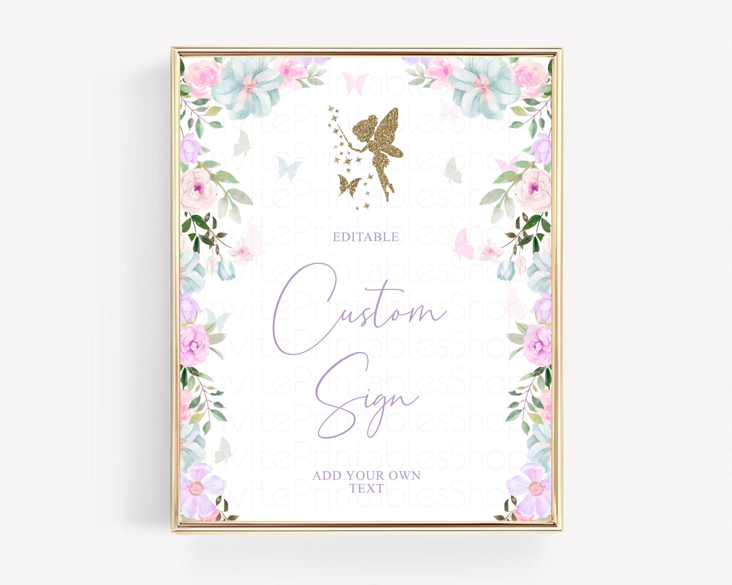 Fairy Signs Pastel Cards Gifts Sign Floral Table Signs Diaper Sign Books Sign Food Sign Custom Sign Glitter Birthday Baby Shower 8x10 513V3