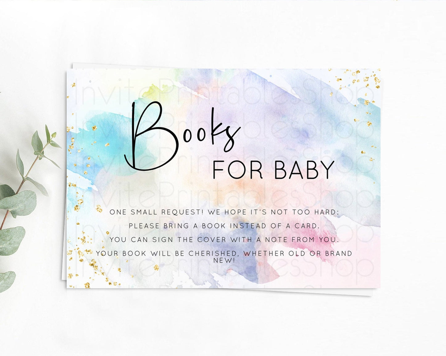 Pastel Books For Baby Card Pastel Rainbow Book Insert Colorful Ombre Watercolor Book Card Confetti Glitter Baby Book Poem Request D10422