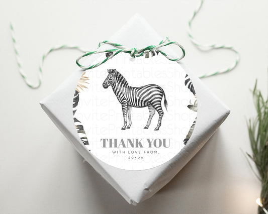 Zebra Thank You Tags Zebra Thank You Gift Tags Zebra Favor Tags Zebra Goodie Tags Dried Palm Fern Zebra First Birthday Thank You D10824