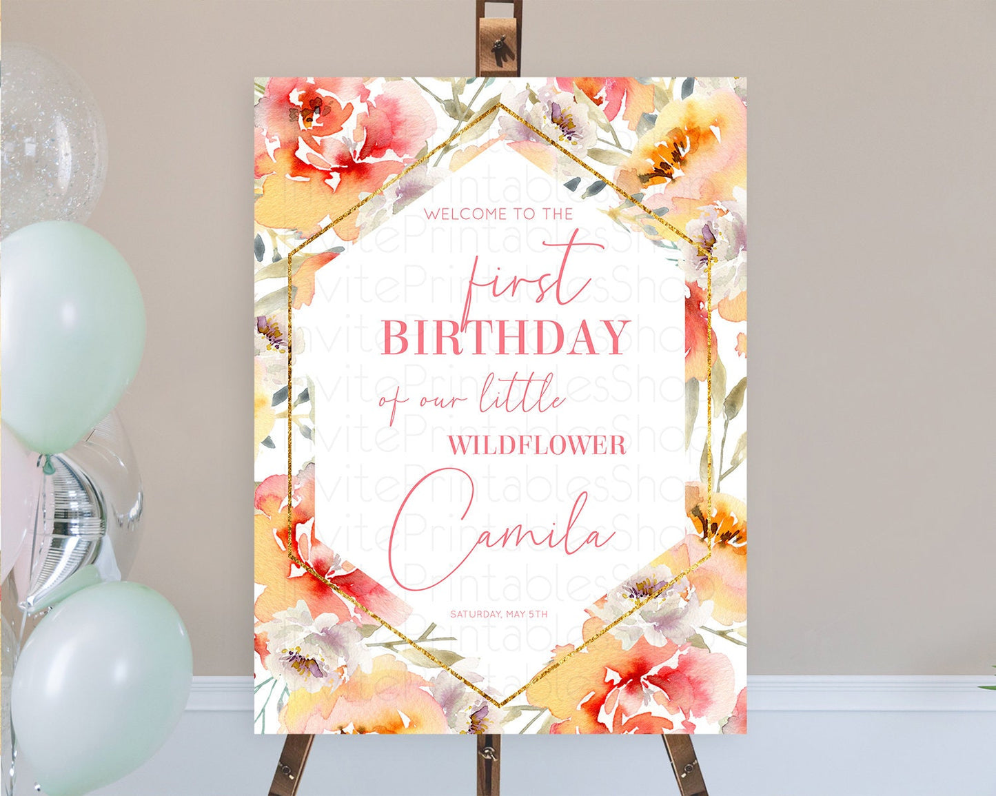 Secret Garden Welcome Sign Wildflower Welcome Board Pastel Flower Garden Welcome Poster Boho Wildflower First Birthday Welcome Sign D10791