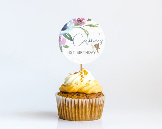 Editable Fairy Cupcake Toppers Pastel Fairy Cupcake Toppers Fairy Floral Gar