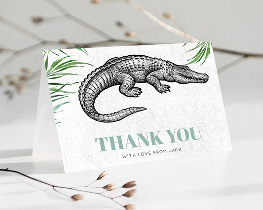 Editable Croc Thank You Gator Thank You Card Croc Gator Party Crocodile Birt