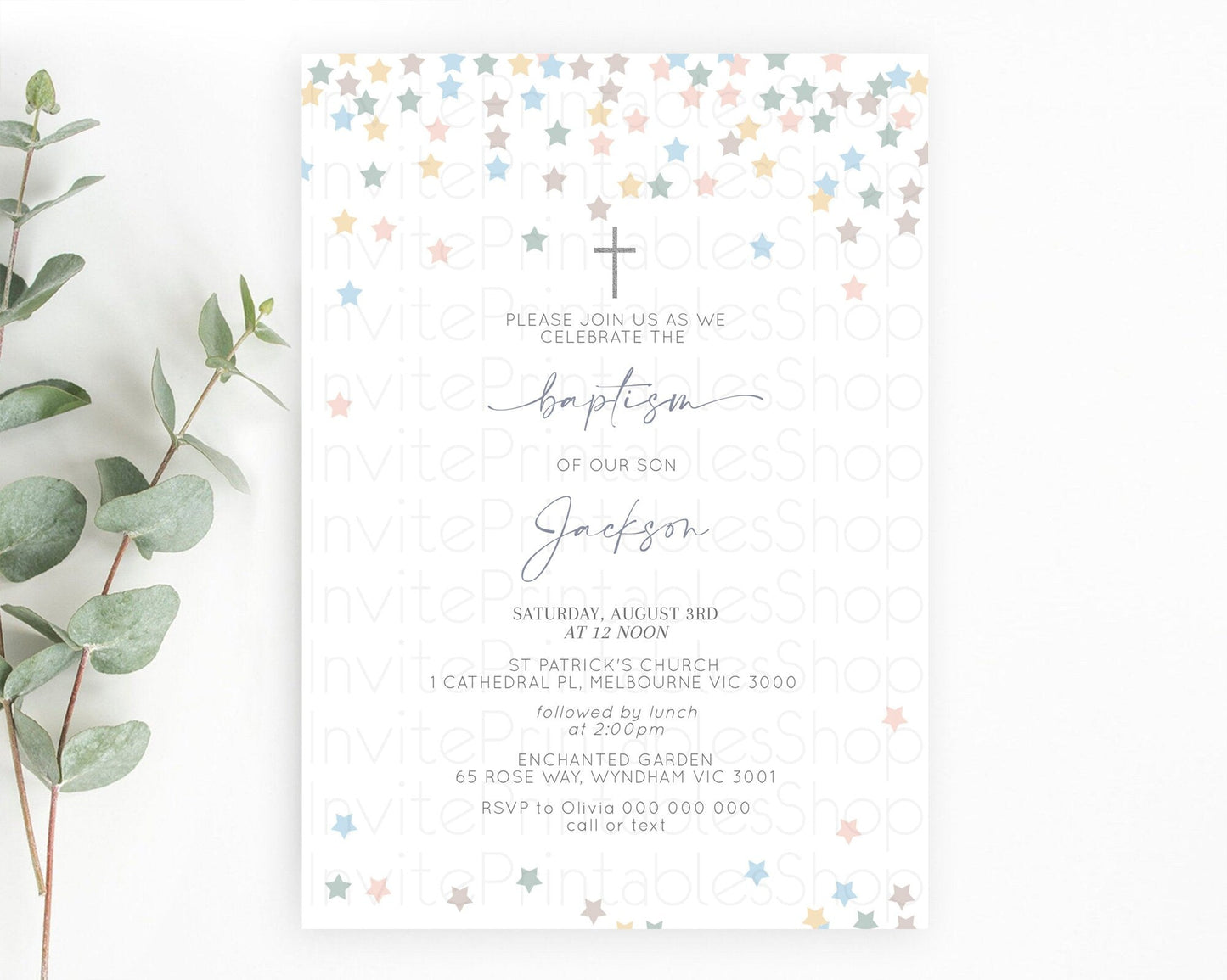 Star Baptism Invitation Pastel Stars Baptism 1st Birthday Invitation Rainbow Colors Confetti Twinkle Little Star Christening Invite D10795