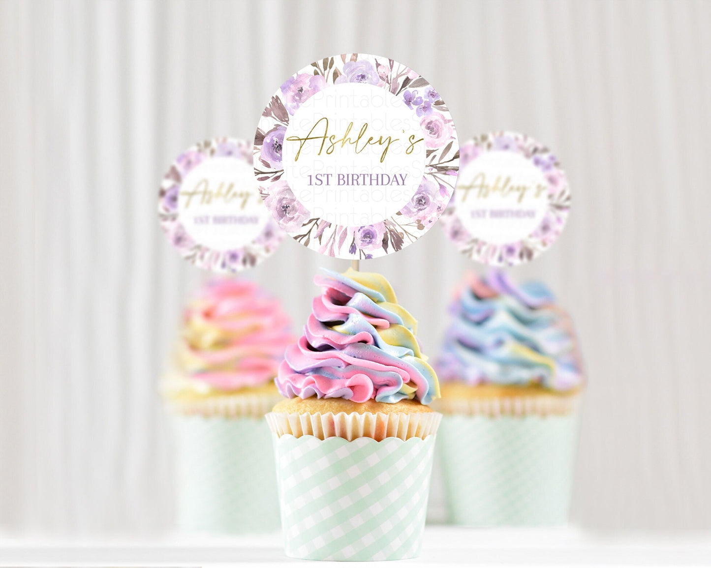 Secret Garden Cupcake Toppers Wildflower Cupcake Toppers Pastel Flowers Cupcake Toppers Enchanted Garden Boho Floral First Birthday D10201