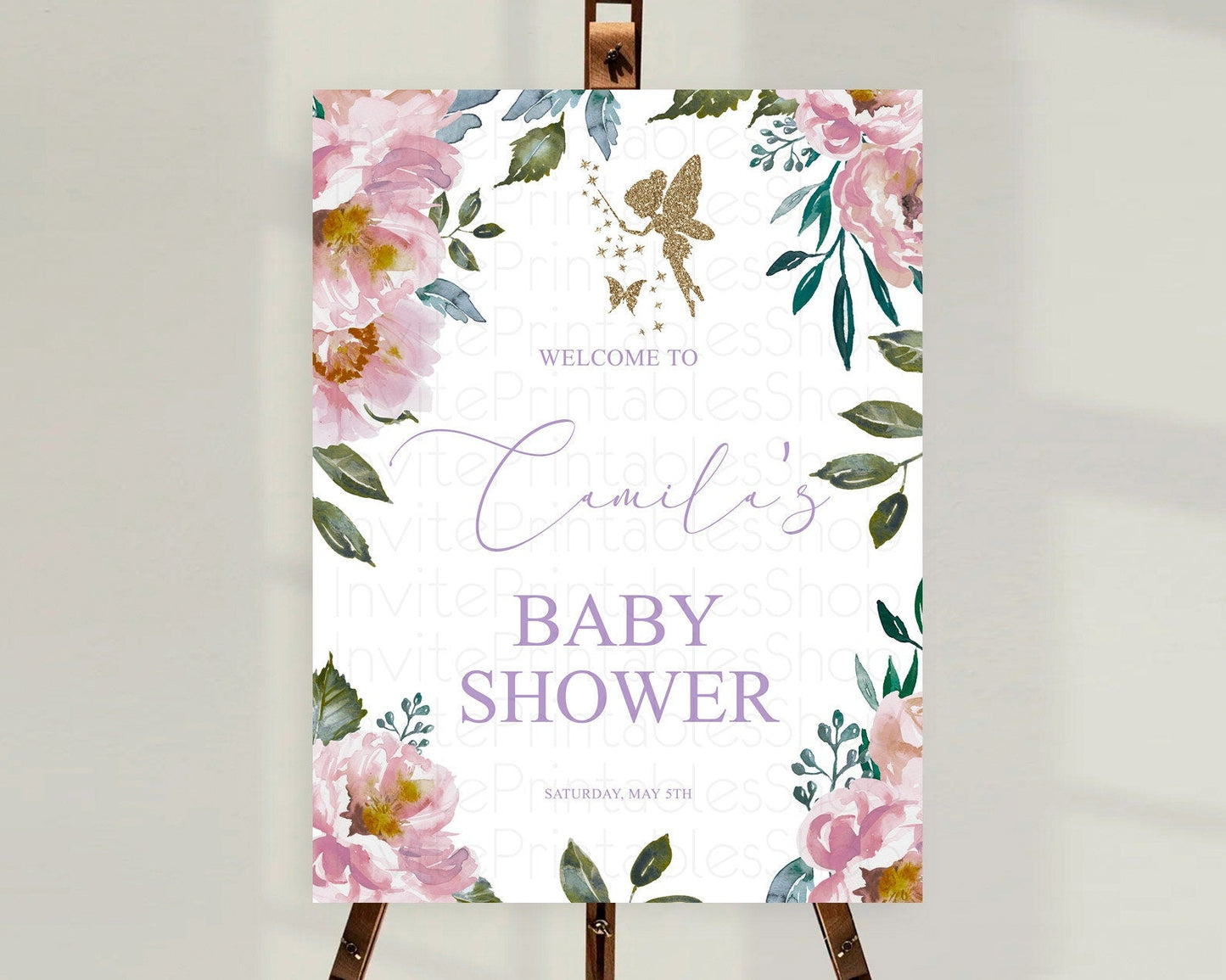 Fairy Baby Shower Welcome Sign Fairy Welcome Board Enchanted Garden Pastel Floral Butterfly Decor Secret Garden Fairy Welcome Sign D10727
