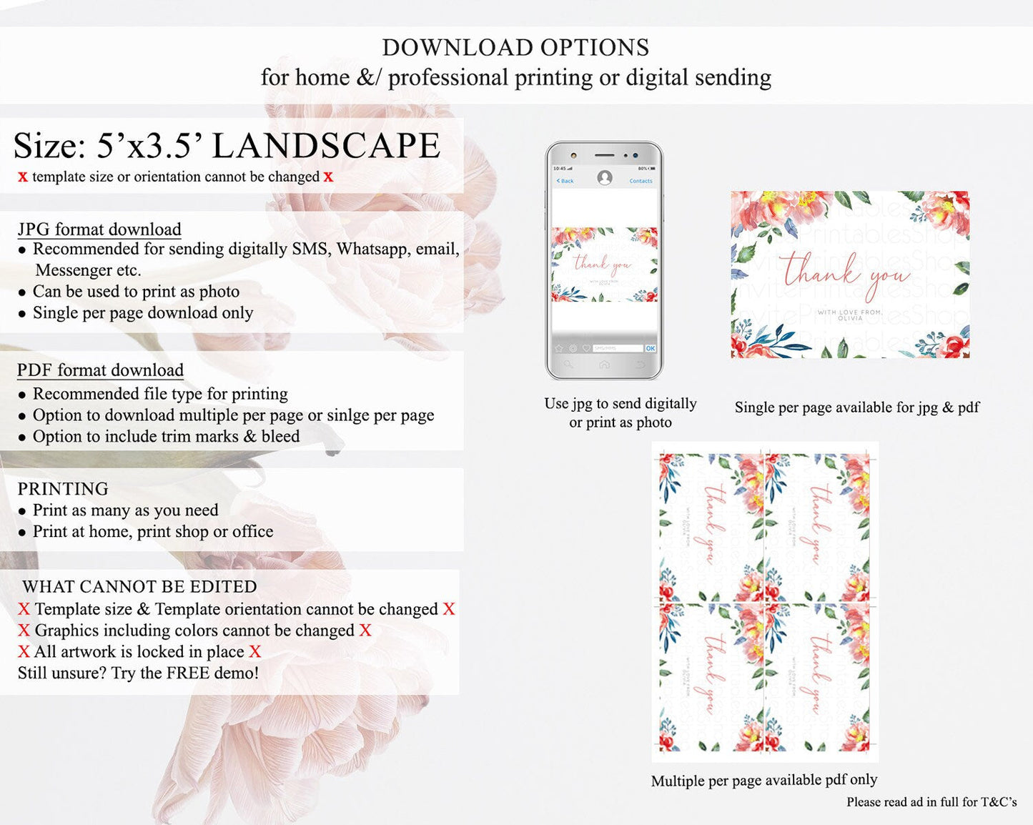 Secret Garden Thank You Wildflower Thank You Card Pastel Flower Garden Birthday Thank You Card Boho Floral Teacher Thank You Card D10751