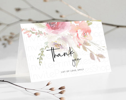 Editable Secret Garden Thank You Wildflower Thank You Card Pastel Flower Gar