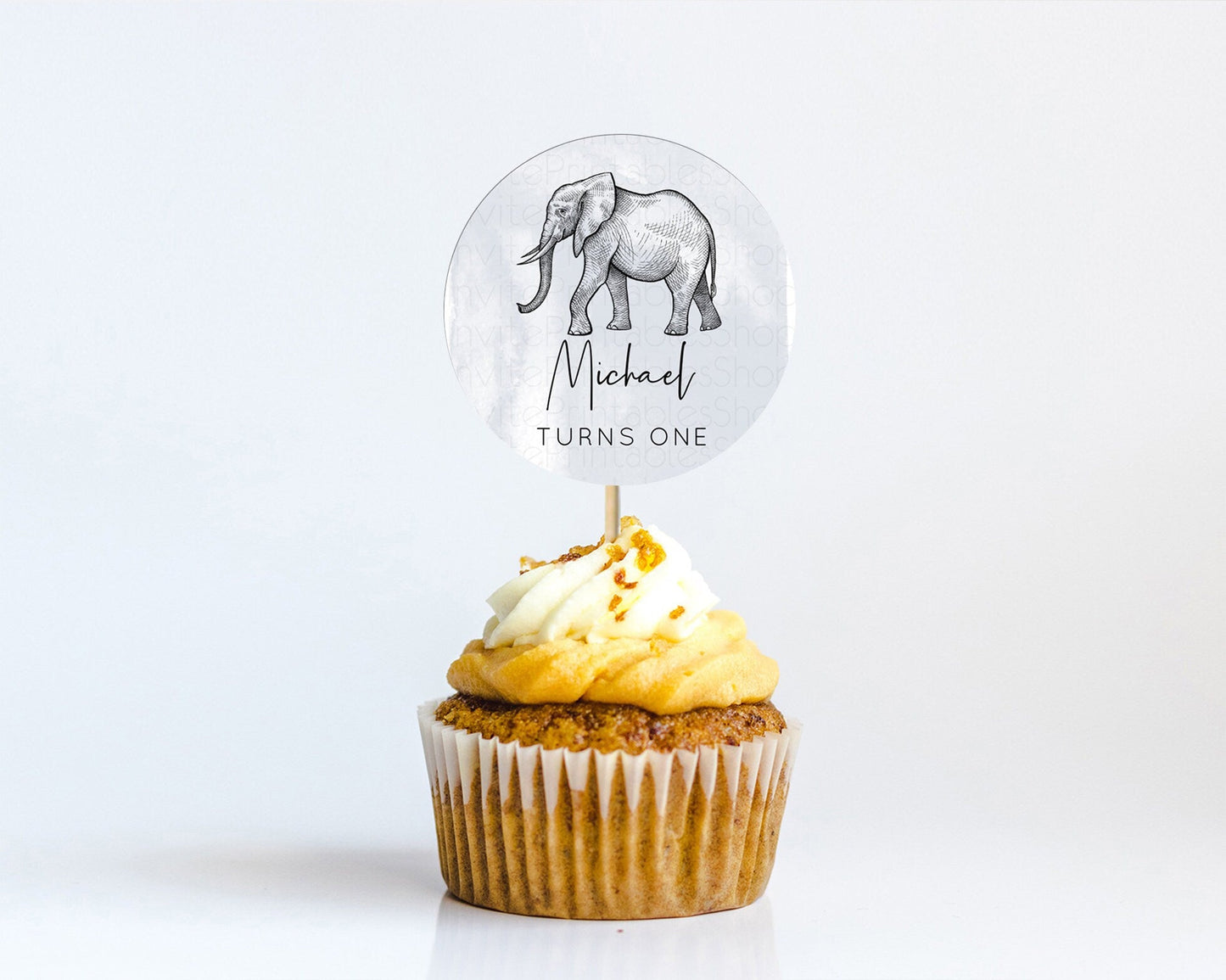 Elephant Cupcake Toppers Elephant Cupcake Elephant Party Safari Adventure Elephant Cupcake Topper Elephant Decor Zoo Fern Palm Leaf D10811