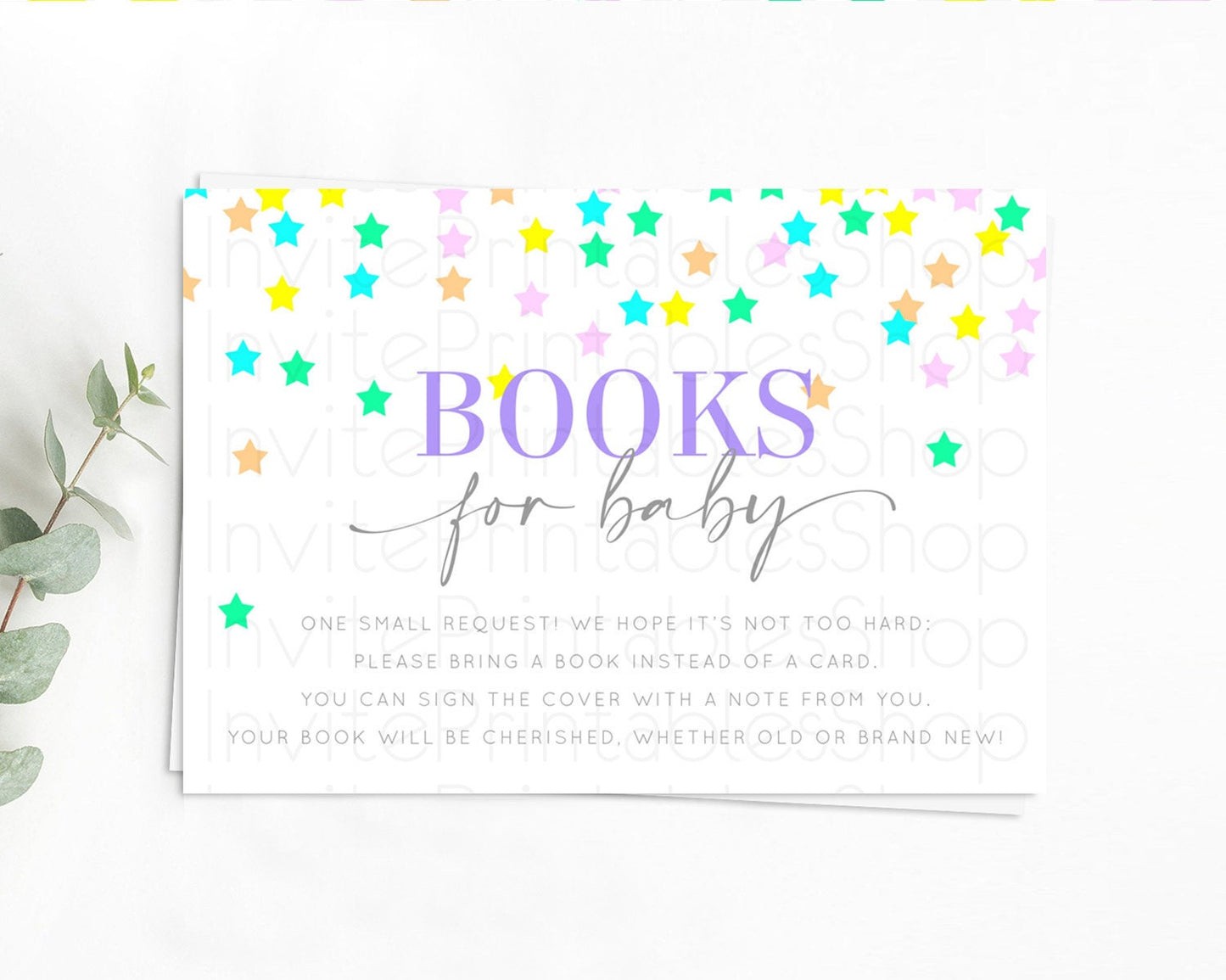 Pastel Star Books For Baby Card Shooting Star Book Insert Twinkle Little Star Book Card Rainbow Confetti Guests Book Poem Request D10395