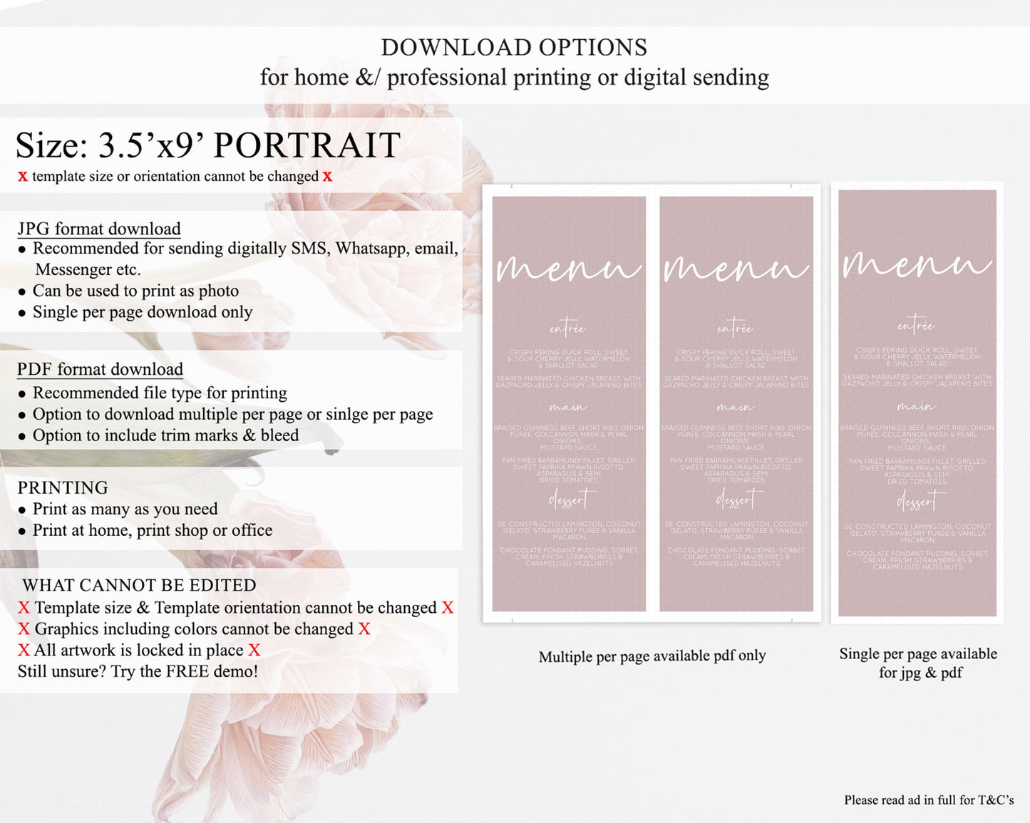 Pink Menu Pastel Pink Menu Template Pink Minimalist Table Decor Modern Pink Menu Simple Pink Dinner Dessert Menu Party Food Menu D10936