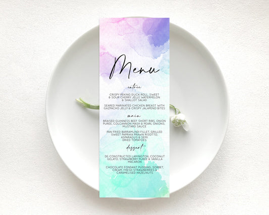Editable Pastel Menu Pastel Rainbow Menu Template Colorful Pastel Table Deco