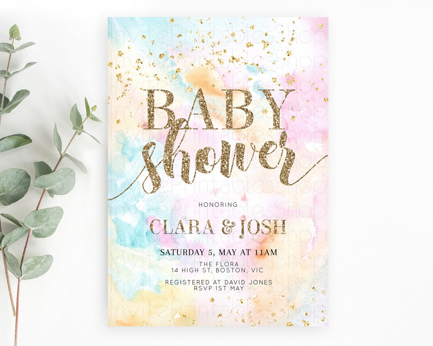 Editable Pastel Baby Shower Invitation Rainbow Baby Shower Invitation Colorf