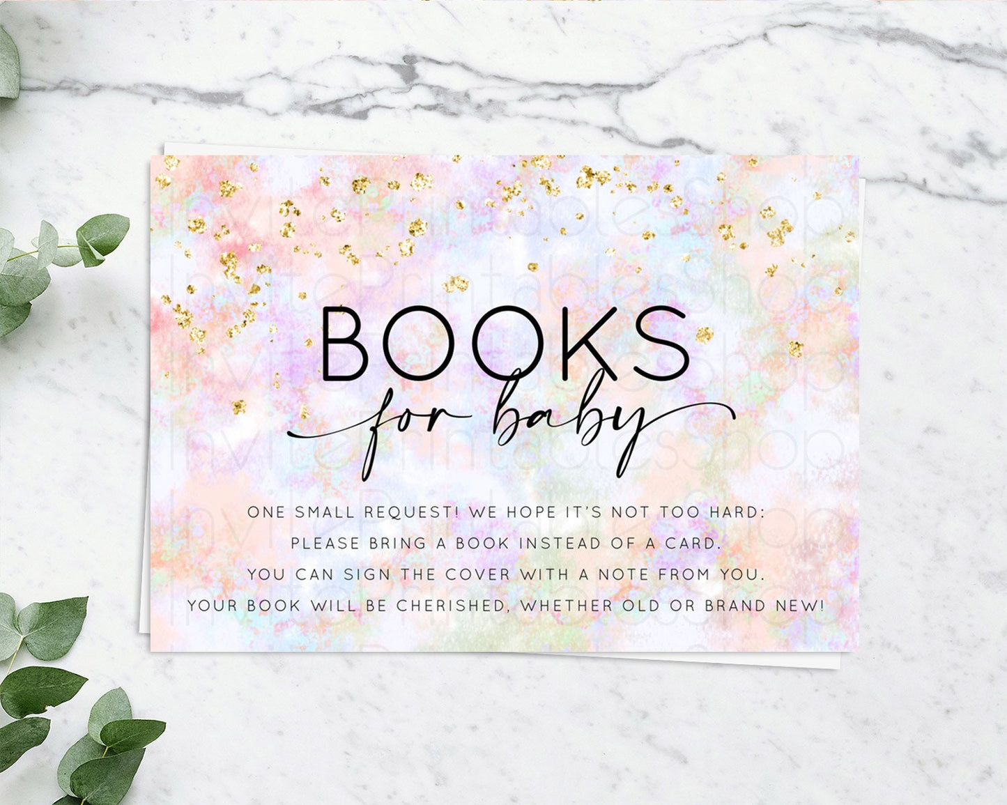 Pastel Books For Baby Card Pastel Rainbow Book Insert Colorful Ombre Watercolor Book Card Confetti Glitter Baby Book Poem Request D10649