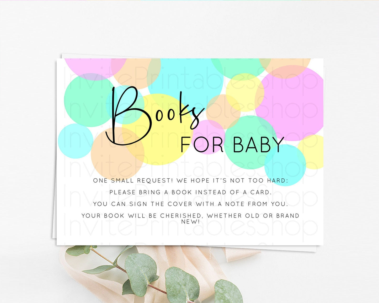 Rainbow Books For Baby Card Pastel Sprinkles Book Insert Pastel Rainbow Confetti Book Card Colorful Bubbles Pastel Book Poem Request D10409