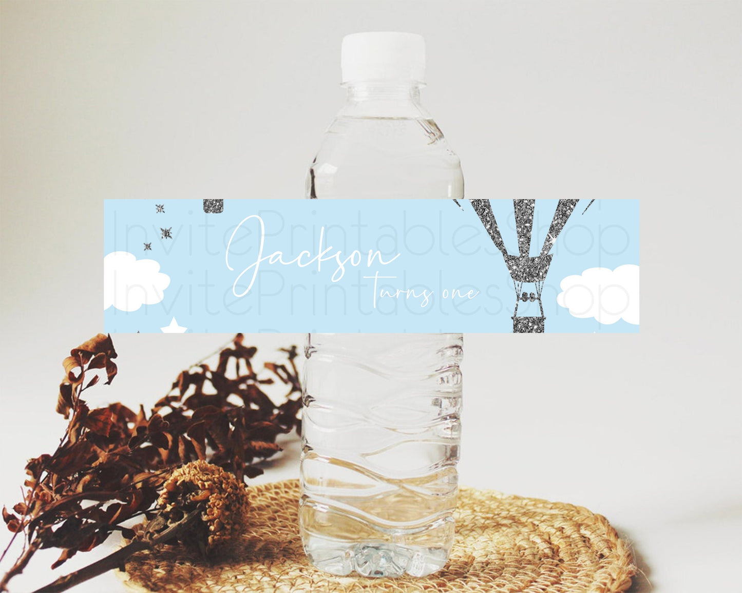 Hot Air Balloon Water Label Template Adventure Awaits Mr. ONEderful Party Decor Water Labels for 1st Birthday Baptism Baby Shower D10335