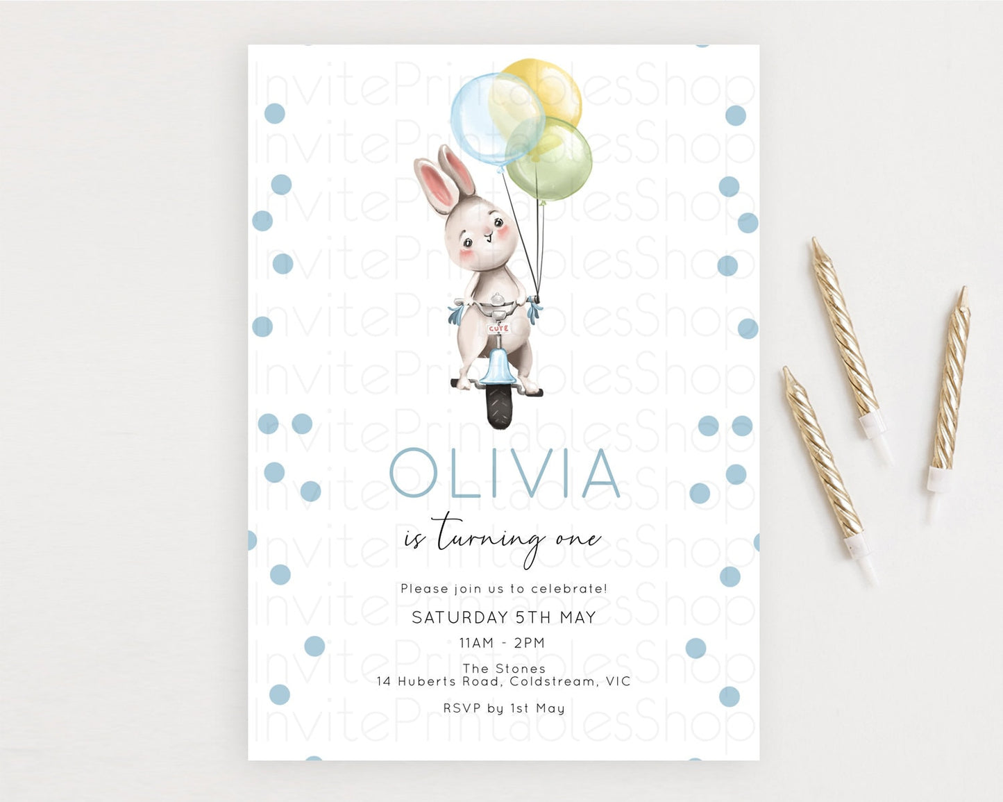 Bunny Birthday Invitation Pastel Bunny Invitation Bunny Balloon Invites Pastel Confetti Balloon Bunny Invites 2nd 1st First Birthday D10783