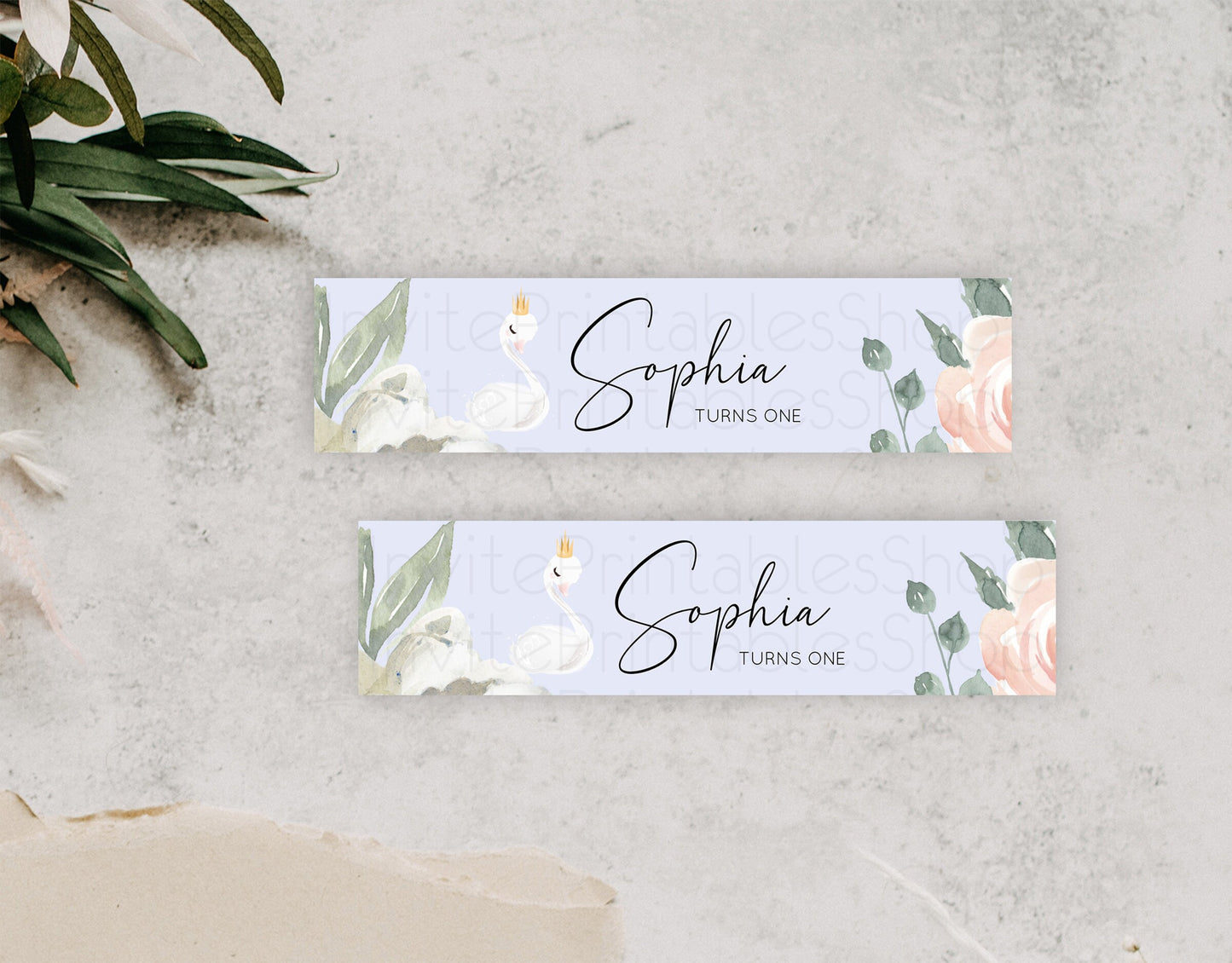 Swan Water Label Template Swan Princess Ballet Party Decor Enchanted Secret Garden Pastel Floral Birthday Baptism Baby Shower  D10756