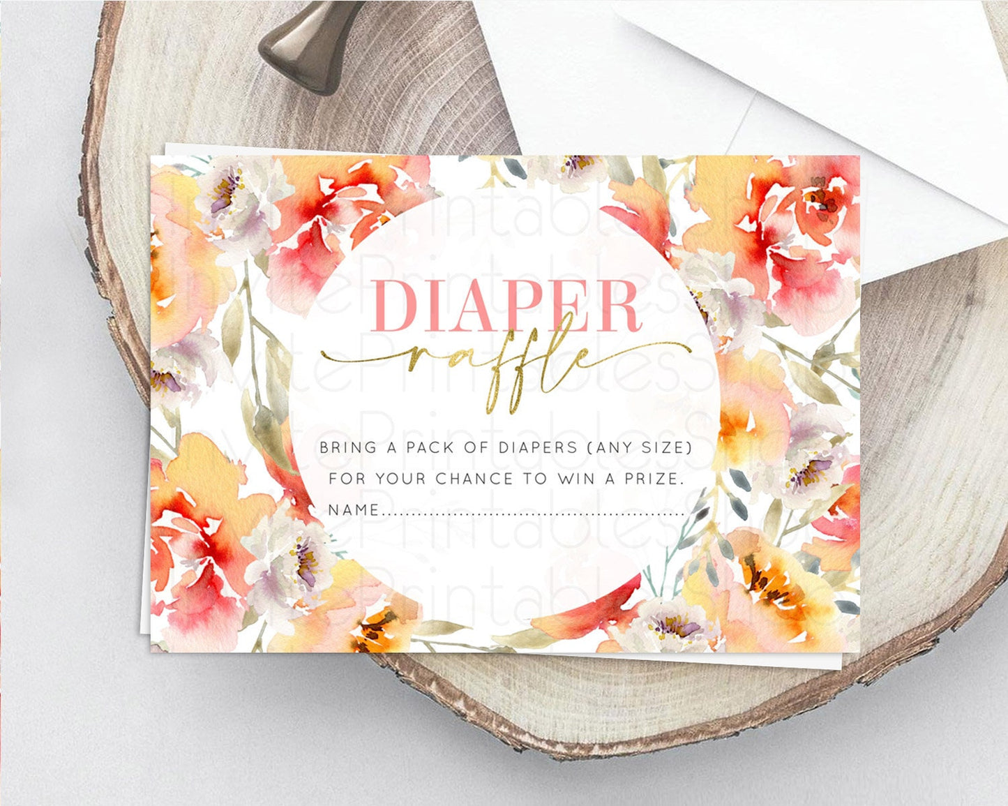 Secret Garden Diaper Raffle Card Boho Wildflower Diaper Raffle Insert Pastel Flower Garden Baby Shower Card Flower Raffle Game D10280