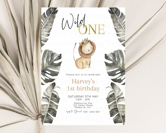 Editable Lion Birthday Invitation Lion 1st Birthday Invite Lion Cub Invitati