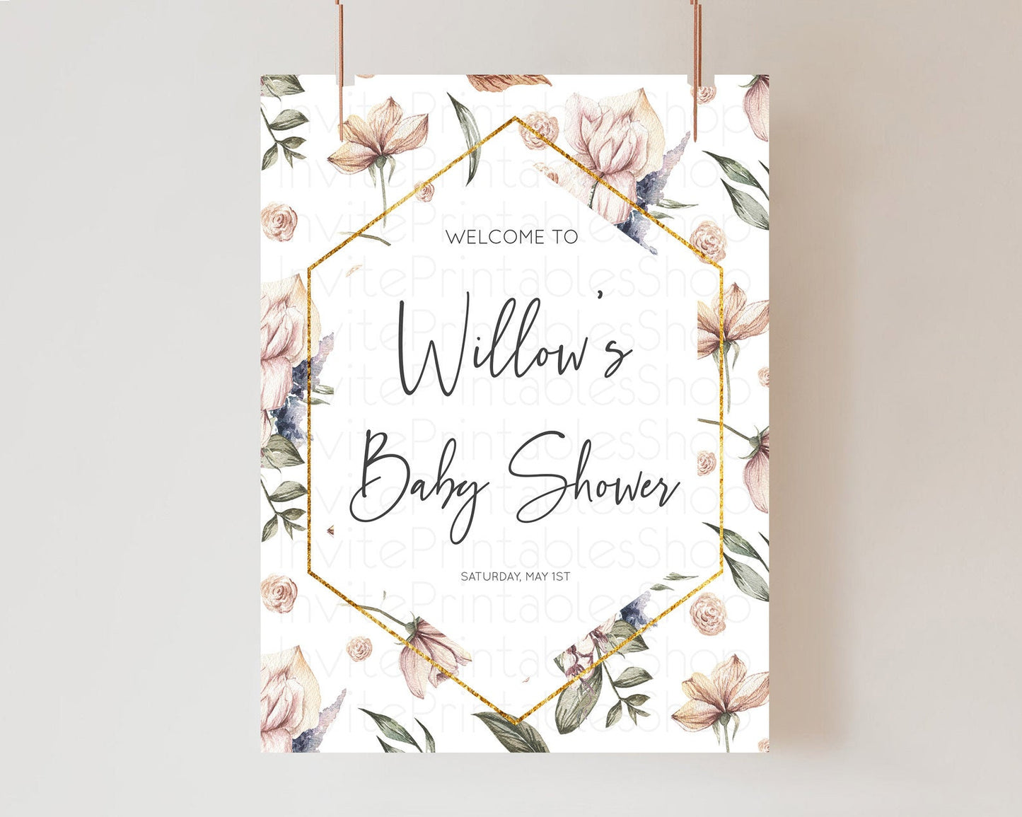 Secret Garden Baby Shower Welcome Sign Wildflower Welcome Board Pastel Flower Garden Welcome Poster Boho Wildflower Welcome Sign D10504