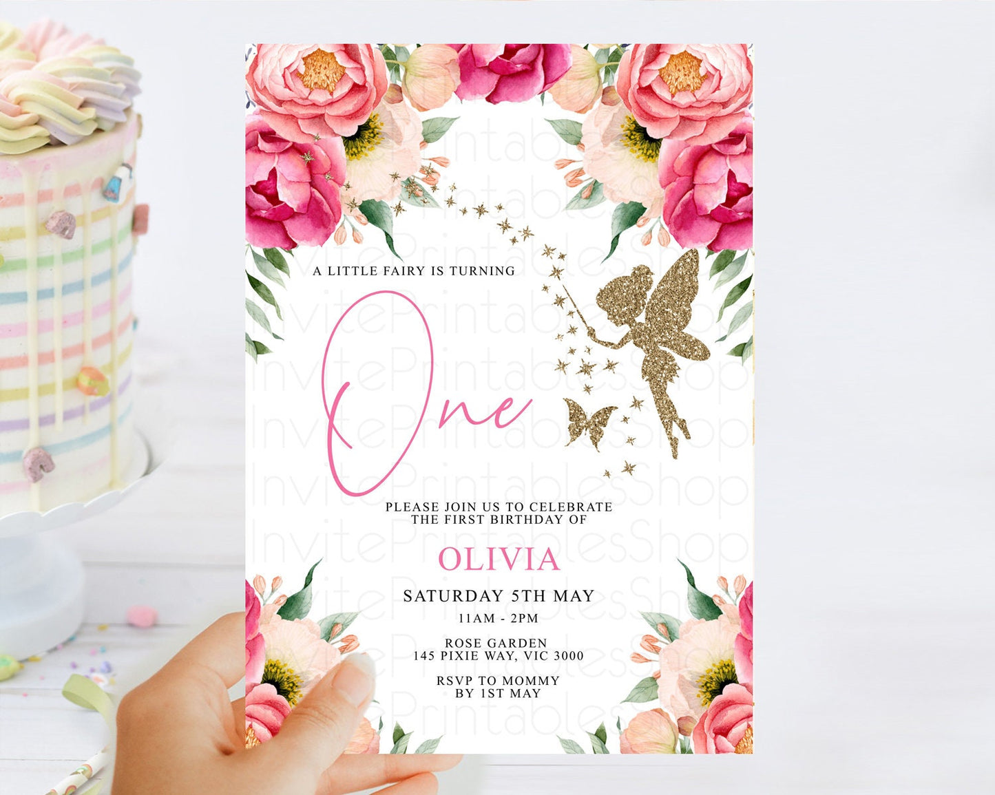 Fairy Birthday Invitation Fairy Invites Fairy Tea Party Fairy Garden Birthday Secret Garden Enchanted Garden Pastel Floral Butterfly D10883