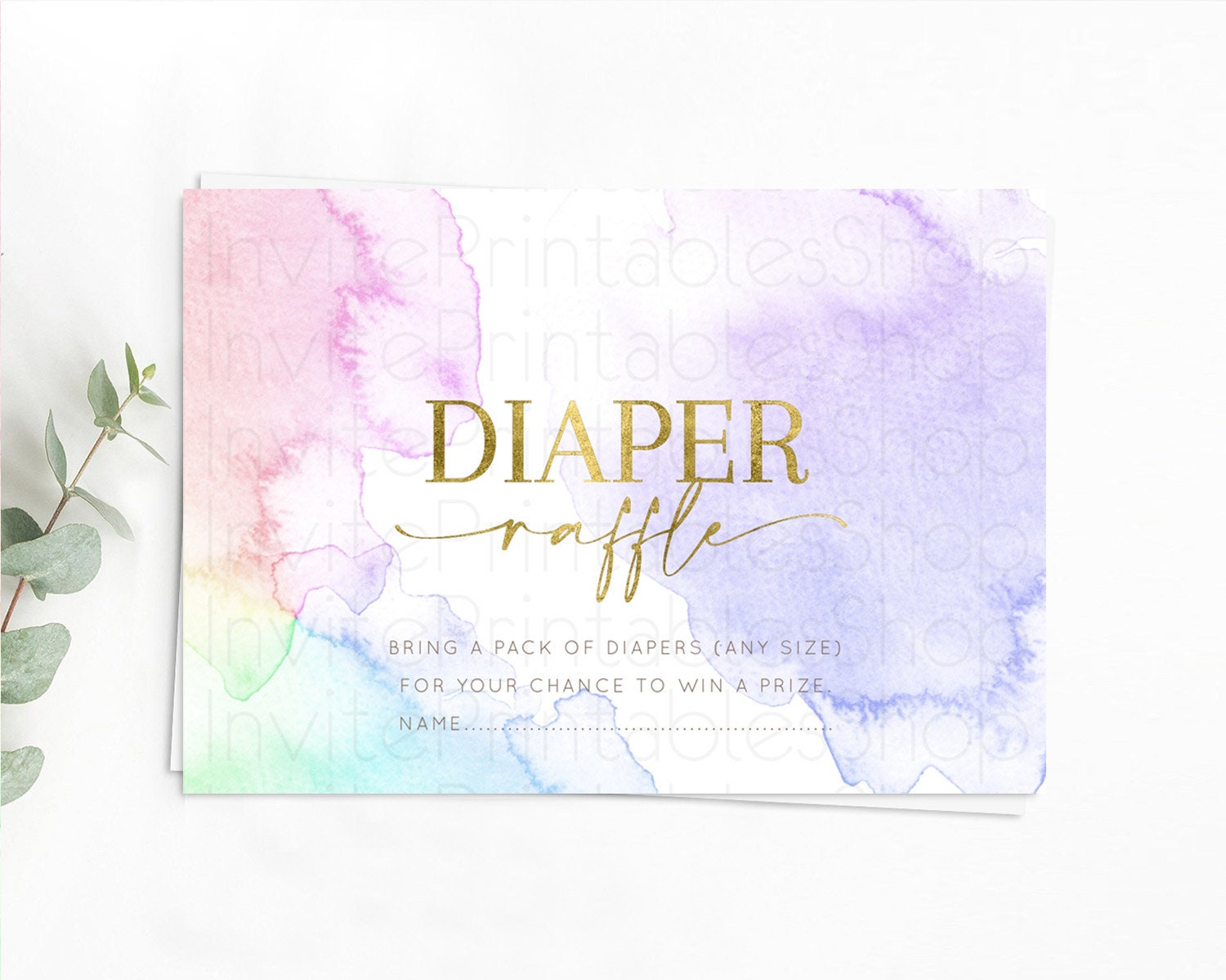 Editable Pastel Diaper Raffle Card Pastel Rainbow Diaper Raffle Insert Color