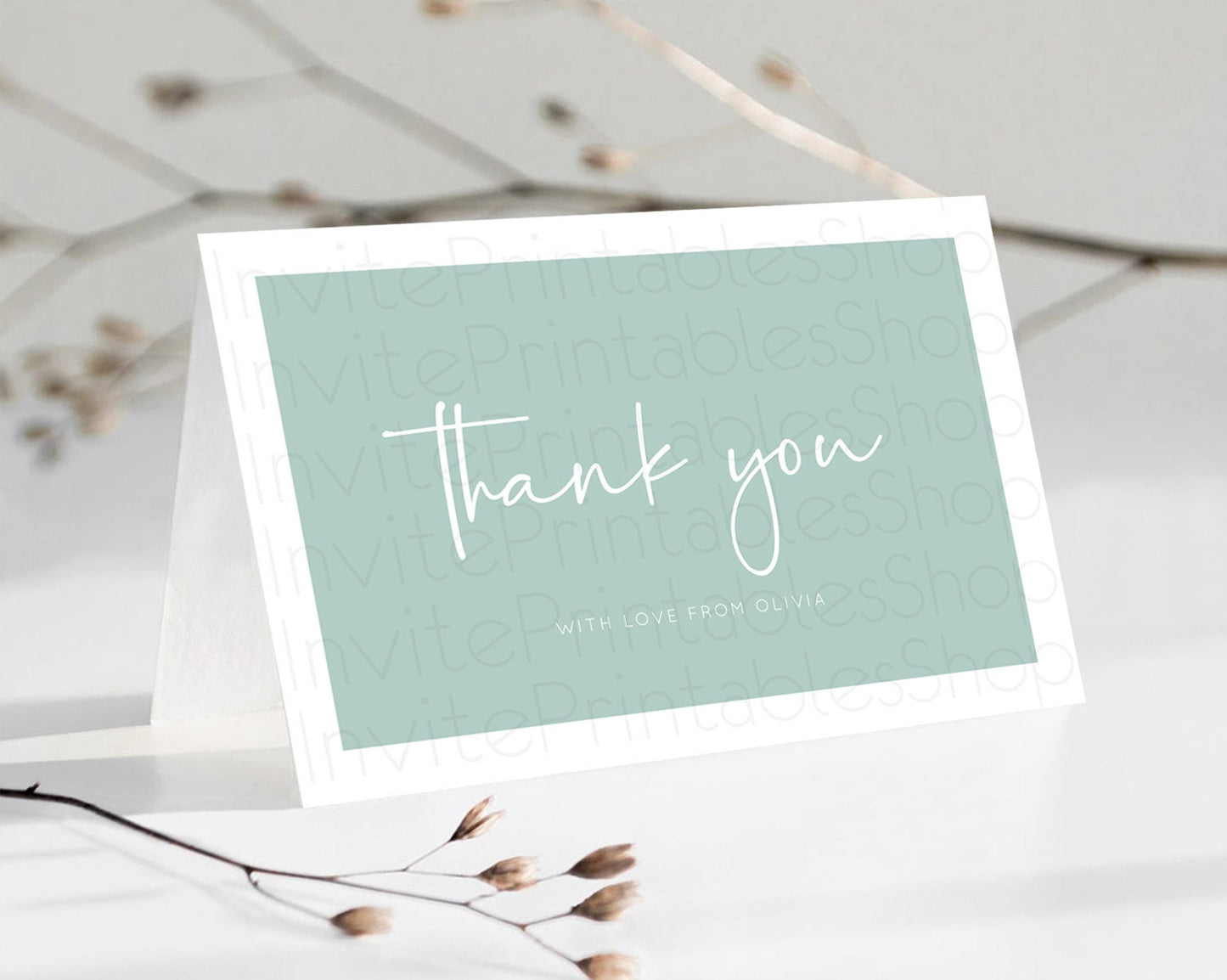 Green Thank You Pastel Green Thank You Card Green Birthday Thank You Card Modern Green Cards Simple Green Teacher Thank You Cards D10736