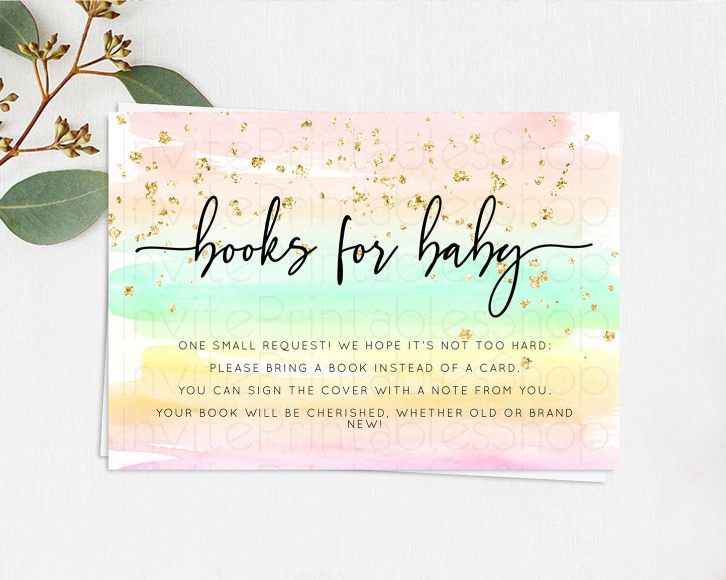 Editable Pastel Books For Baby Card Pastel Rainbow Book Insert Colorful Ombr