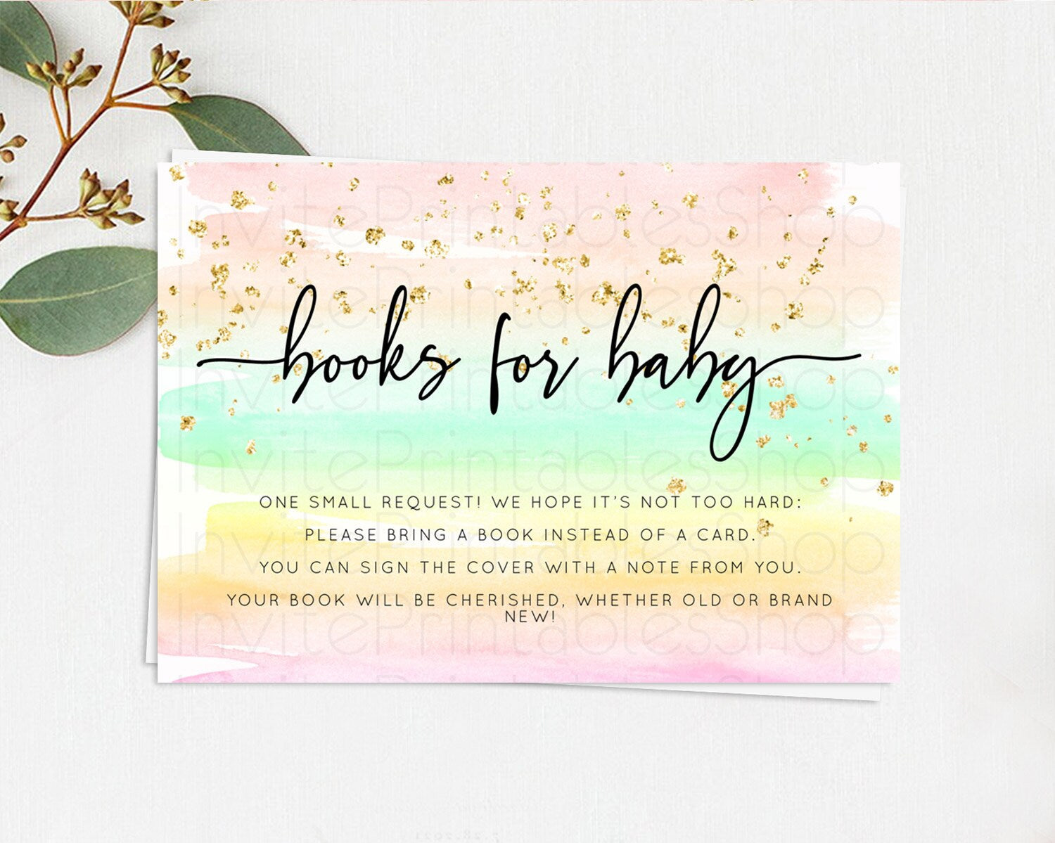 Editable Pastel Books For Baby Card Pastel Rainbow Book Insert Colorful Ombr