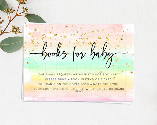 Editable Pastel Books For Baby Card Pastel Rainbow Book Insert Colorful Ombr