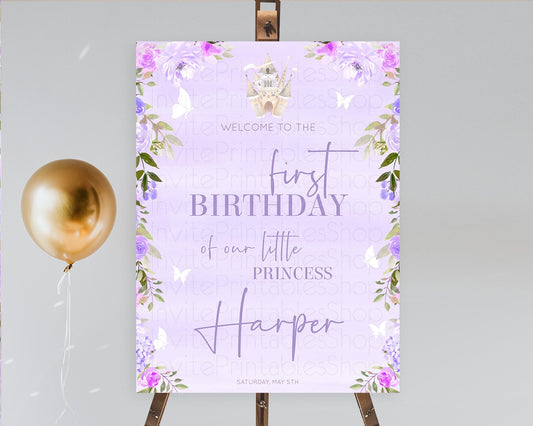 Editable Princess Birthday Welcome Sign Pastel Princess Welcome Board Pastel