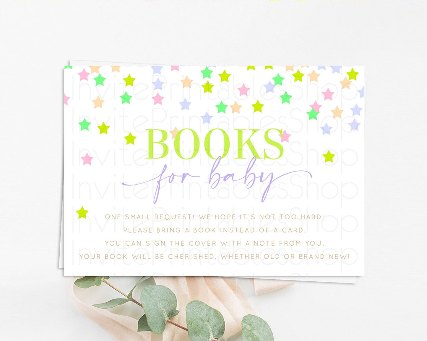 Pastel Star Books For Baby Card Shooting Star Book Insert Twinkle Little Star Book Card Rainbow Confetti Guests Book Poem Request D10396