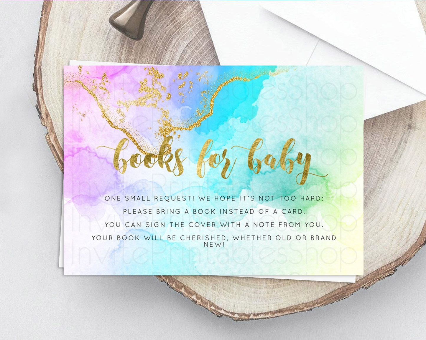 Editable Pastel Books For Baby Card Pastel Rainbow Book Insert Colorful Ombr