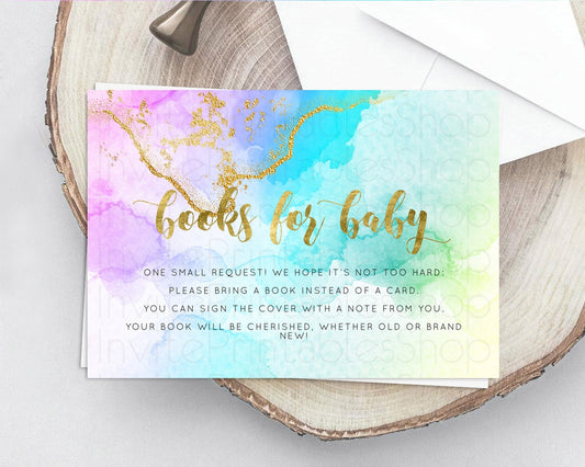 Editable Pastel Books For Baby Card Pastel Rainbow Book Insert Colorful Ombr