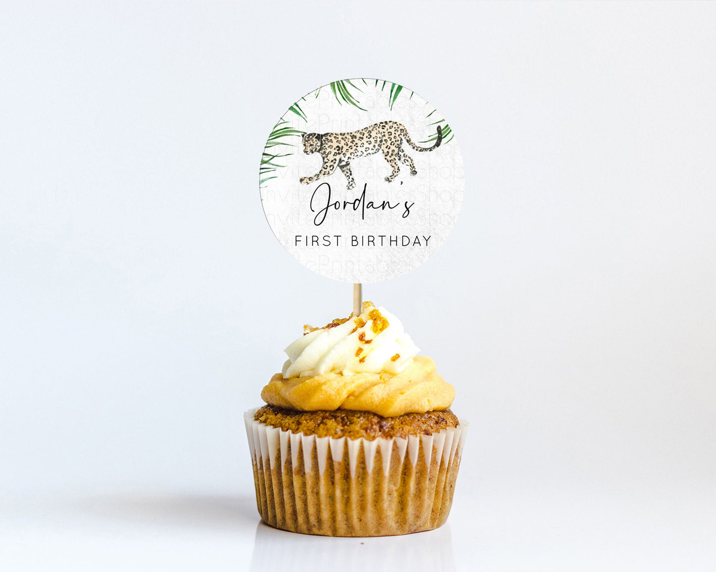 Cheetah Cupcake Toppers Cheetah Cupcake Cheetah Safari Cupcake Adventure Cheetah Cupcake Topper Palm Leaf Zoo First Birthday Décor D10382