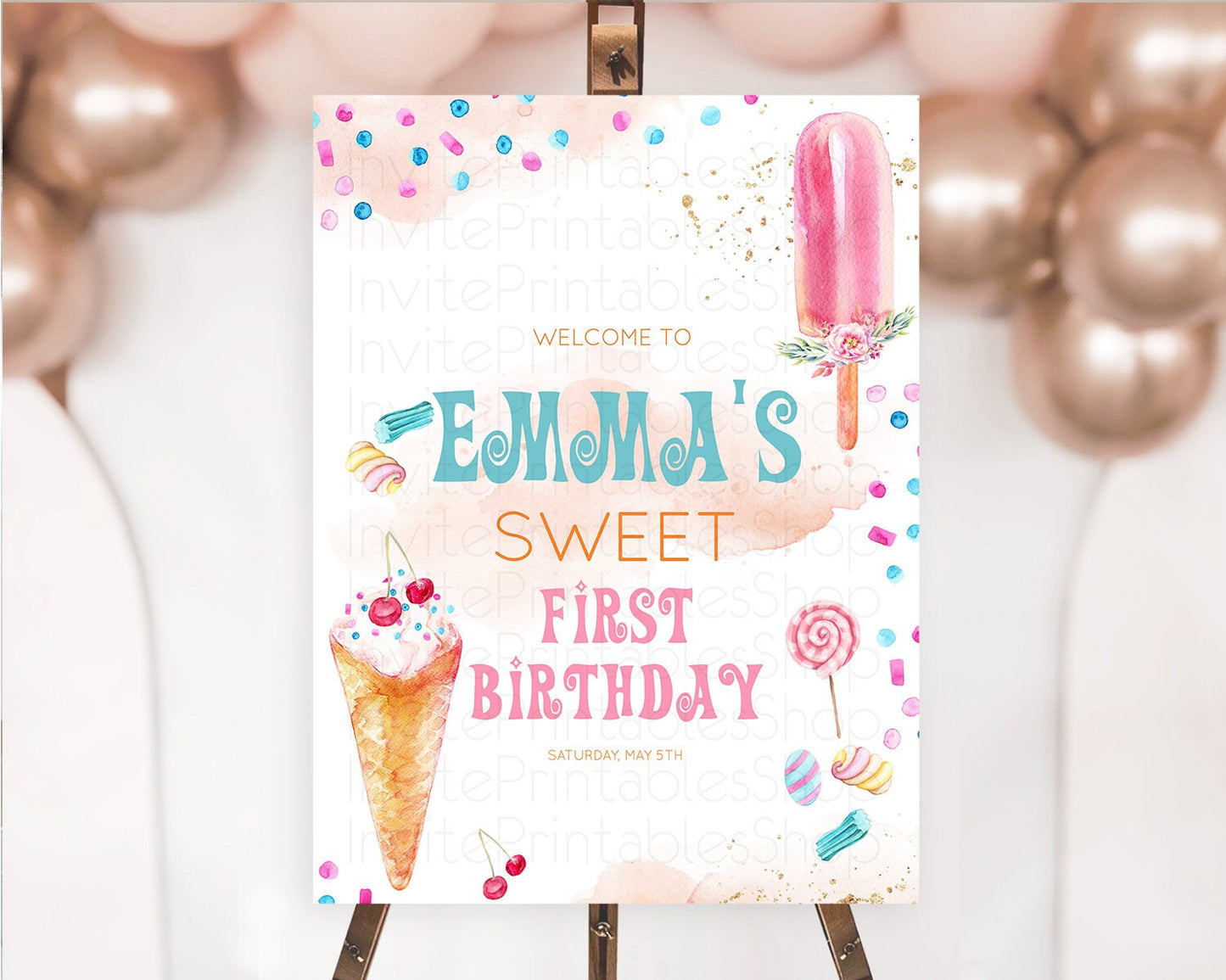 Ice Cream Welcome Sign Sweet One Welcome Board Heres The Scoop Decor Pastel Candy Welcome Poster Candy First Birthday Welcome Sign D10554