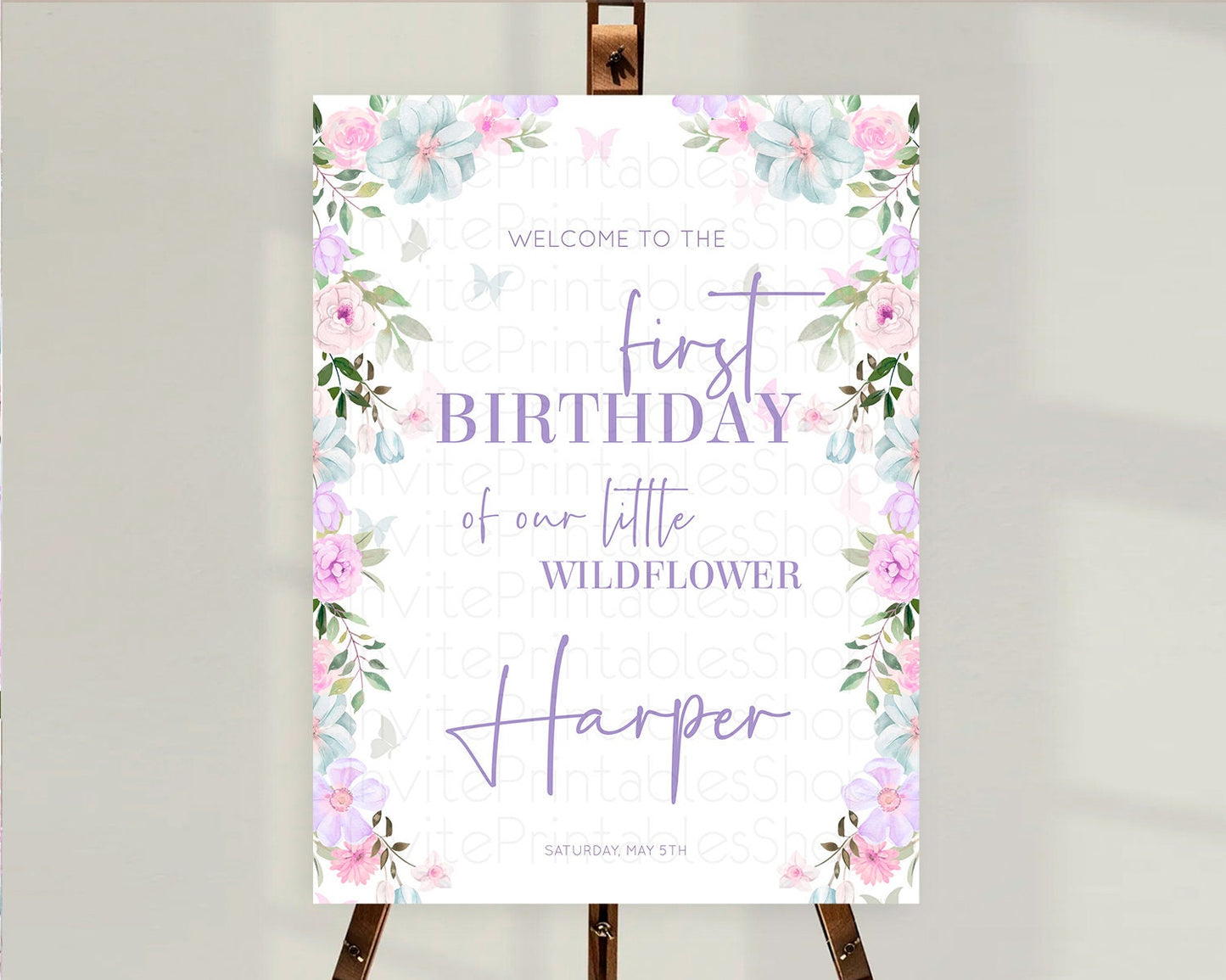 Secret Garden Welcome Sign Wildflower Welcome Board Pastel Flower Garden Welcome Poster Boho Wildflower First Birthday Welcome Sign D10494