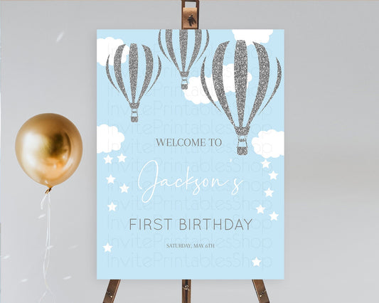 Editable Hot Air Balloon First Birthday Welcome Board Hot Air Balloon Welcom