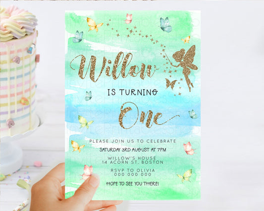 Editable Pastel Fairy Birthday Invitation Pastel Butterflies Fairy Birthday