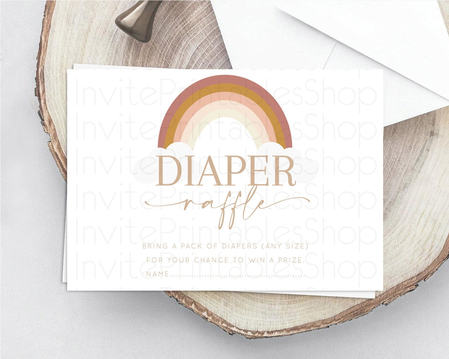 Pastel Rainbow Diaper Raffle Card Boho Rainbow Diaper Insert Boho Rainbow Diaper Ticket Pastel Watercolor Baby Shower Raffle Game D10122