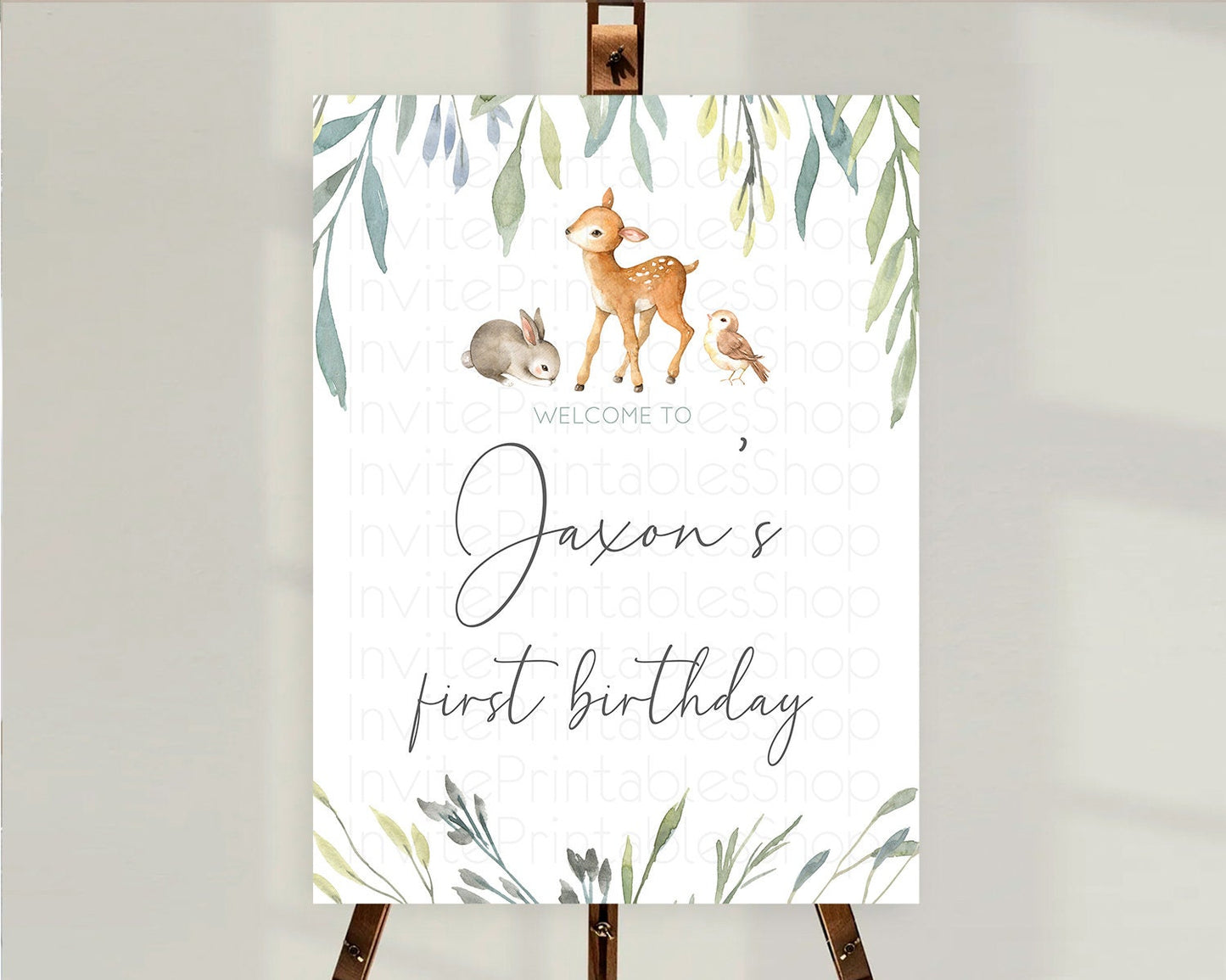 Fawn Welcome Sign Deer Welcome Board Floral Deer Welcome Poster Enchanted Forest Butterfly Pastel Floral First Birthday Welcome Sign D10919