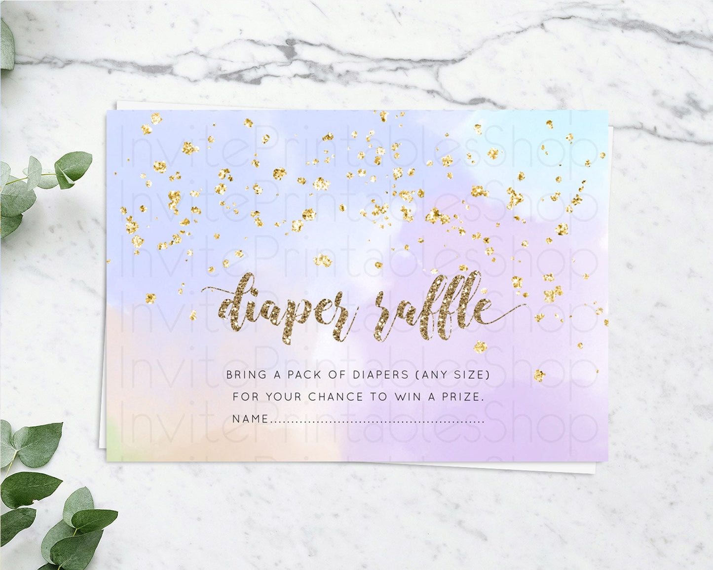 Pastel Diaper Raffle Card Pastel Rainbow Diaper Raffle Insert Colorful Ombre Watercolor Diaper Ticket Confetti Glitter Raffle Game D10372