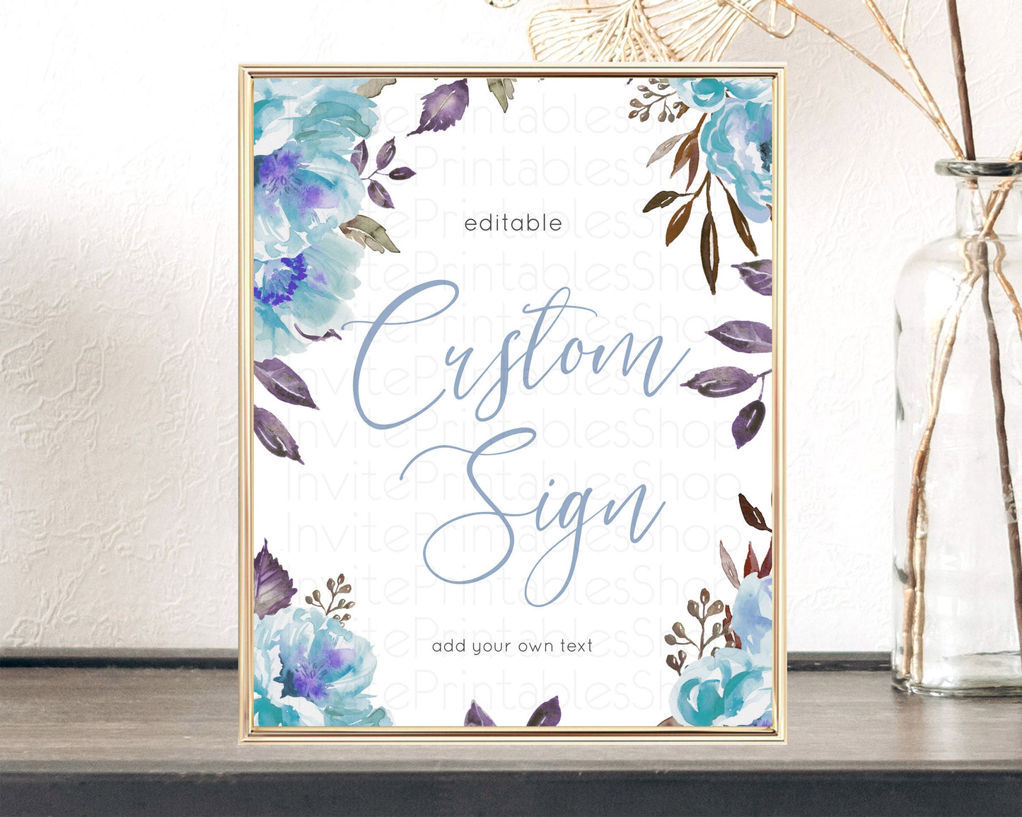 Editable Wildflower Floral Table Sign Decor Secret Garden Sign Template Past